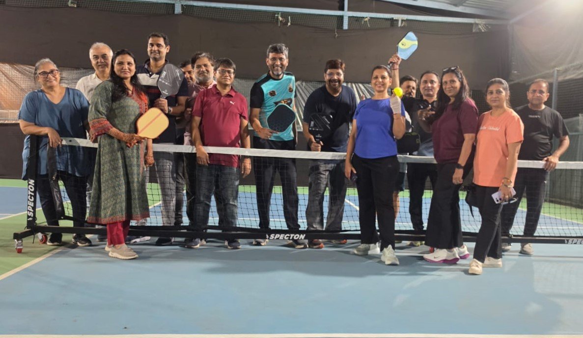 Rotary Club members participating in Fireside Pickleball and Dinner